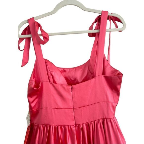 Mac Duggal 67981 Tie Shoulder Sweetheart Satin Ballgown Coral Women's Size 8 - Picture 10 of 10